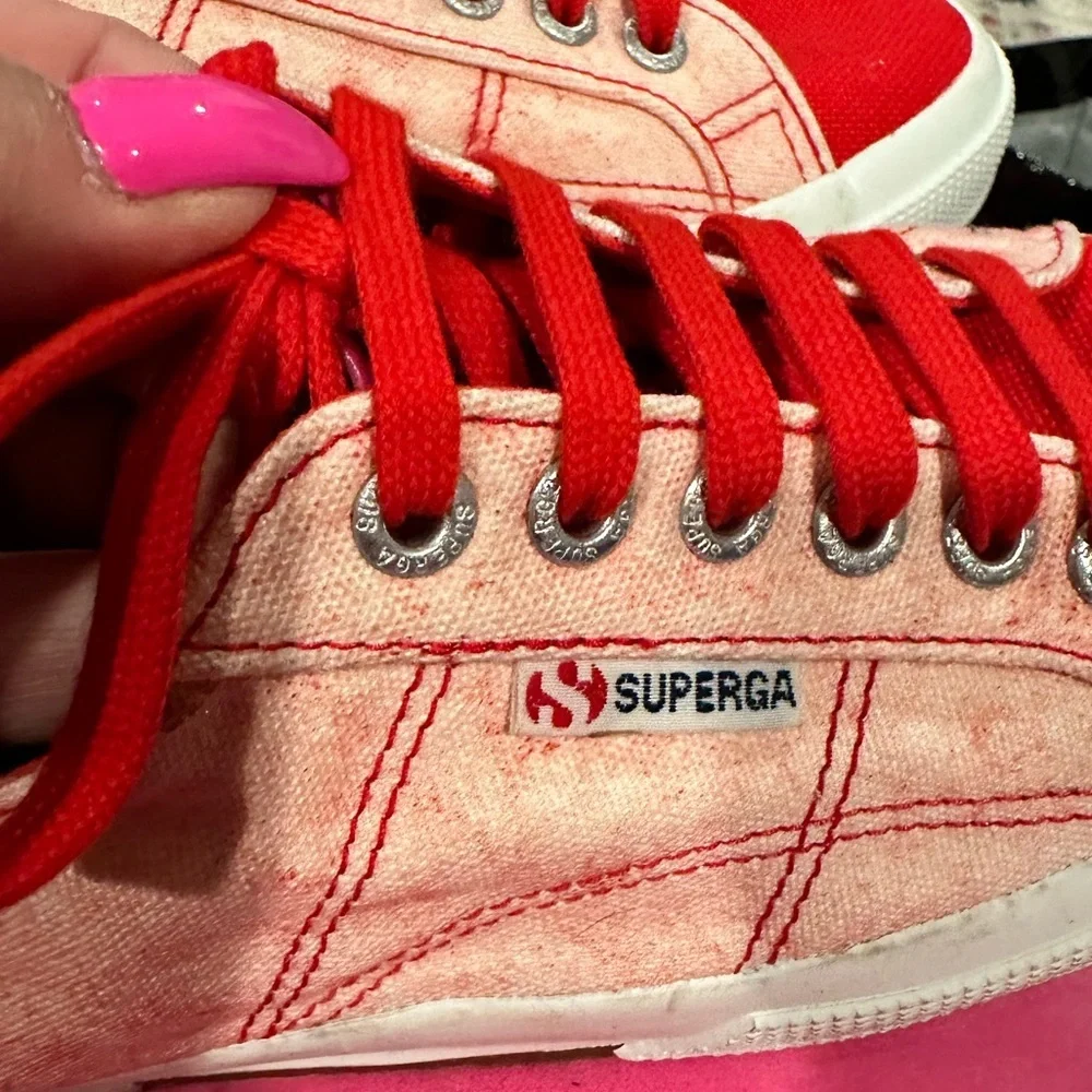 SUPERGA CANVAS COTU RED TONAL PINK LACEUP SNEAKERS 9.5